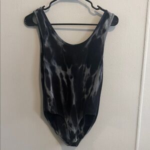 Black and Gray Tie-Dye Bodysuit